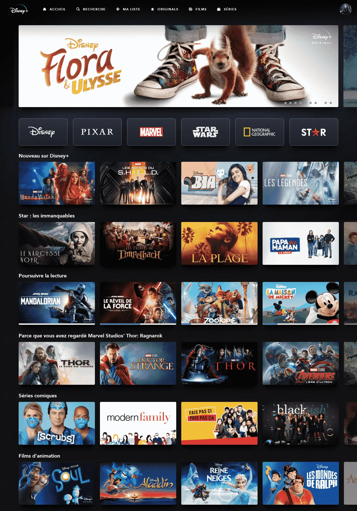 Aperçu Disney+ Webpage