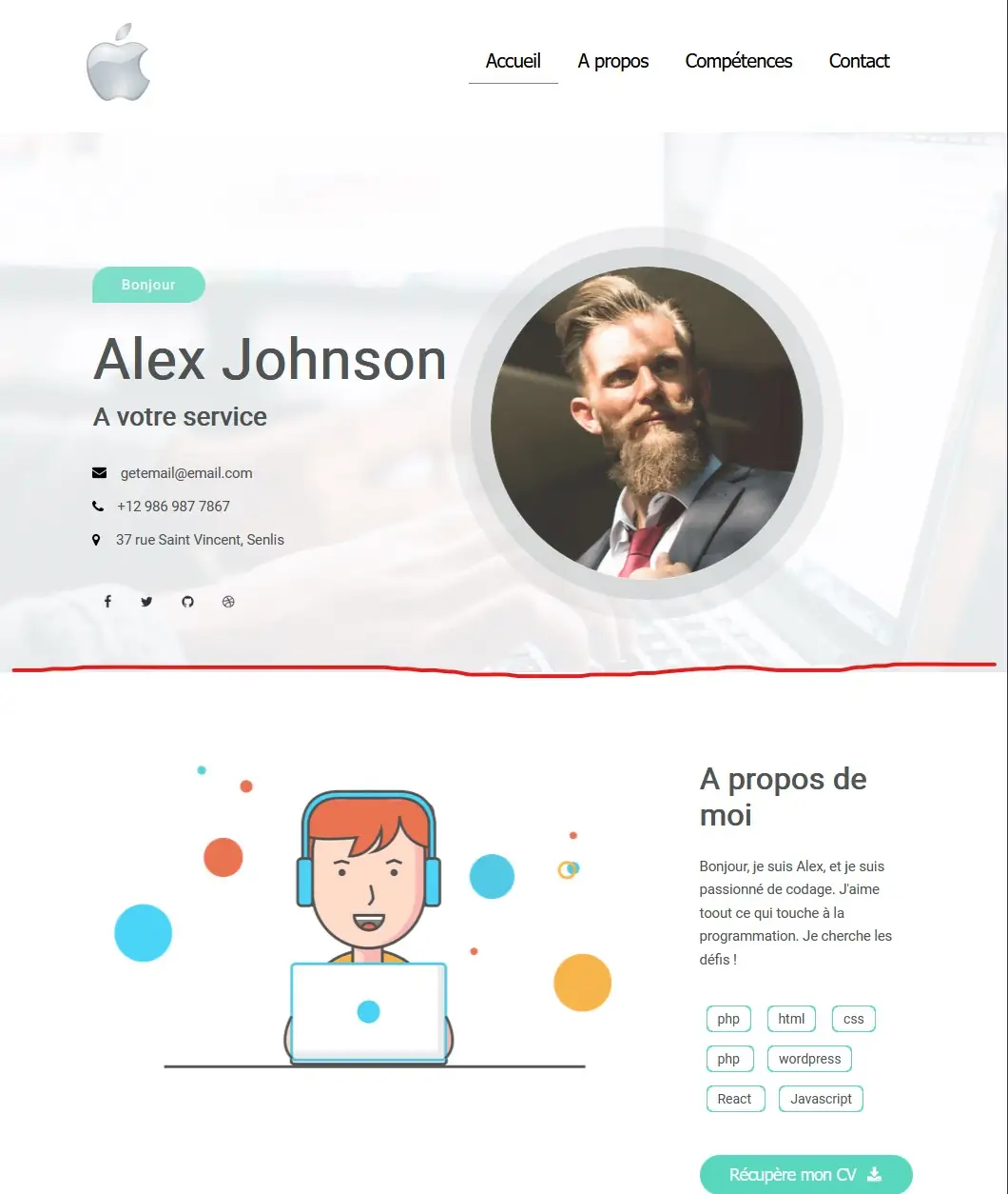 Aperçu CV Alex Johnson