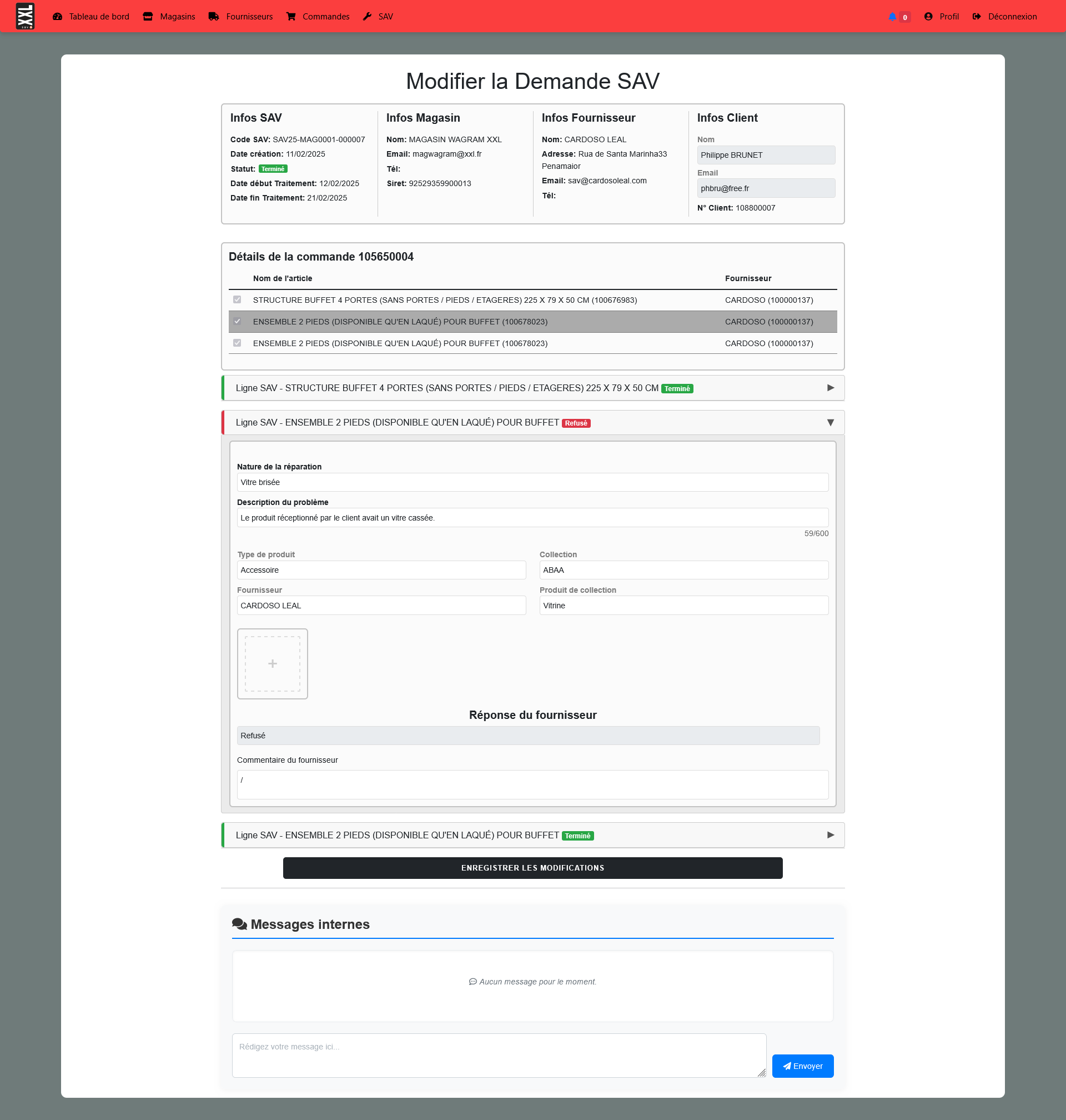 Plateforme de gestion des demandes de SAV